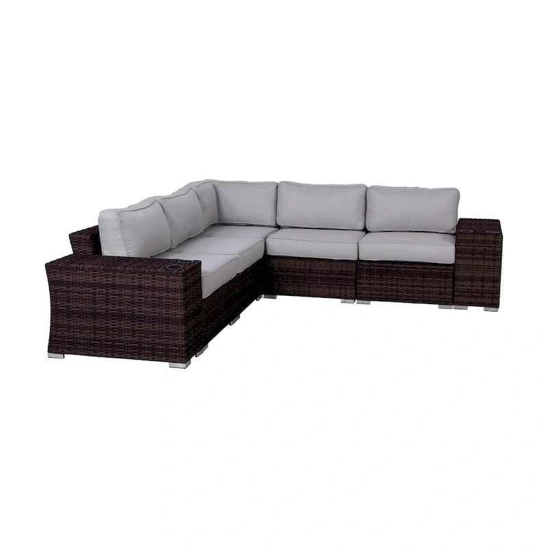 Set da 4 posti a sedere LSI in vimini/rattan con cuscini