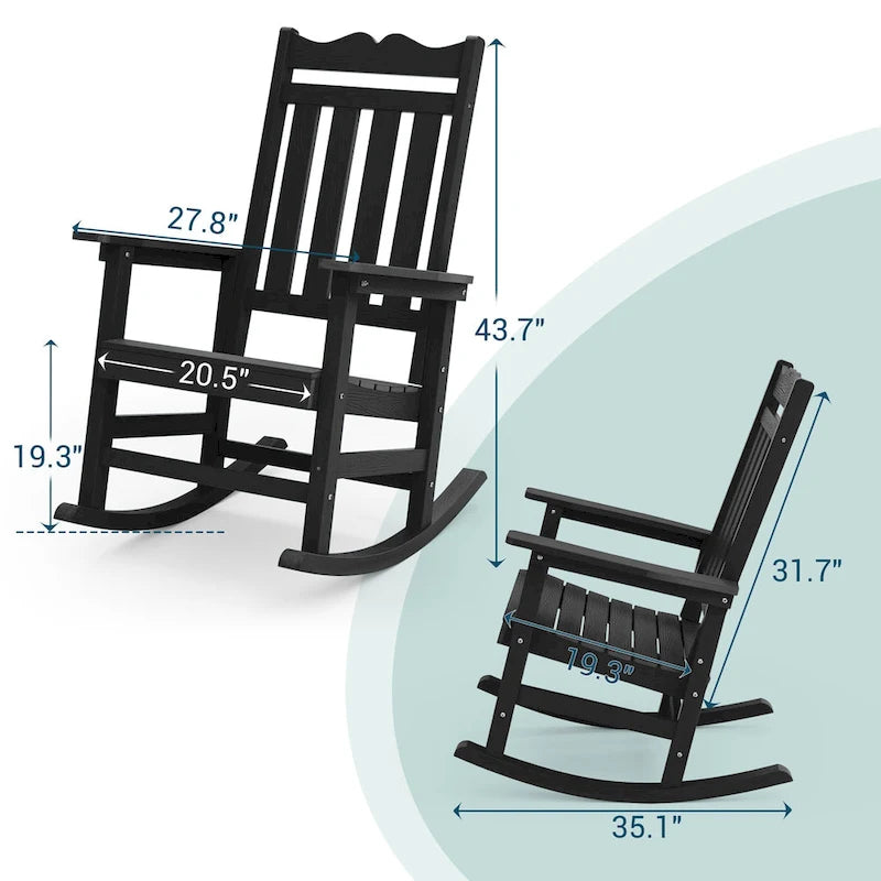 BONOSUKI Sedia a dondolo Adirondack per patio, sedia da falò resistente alle intemperie