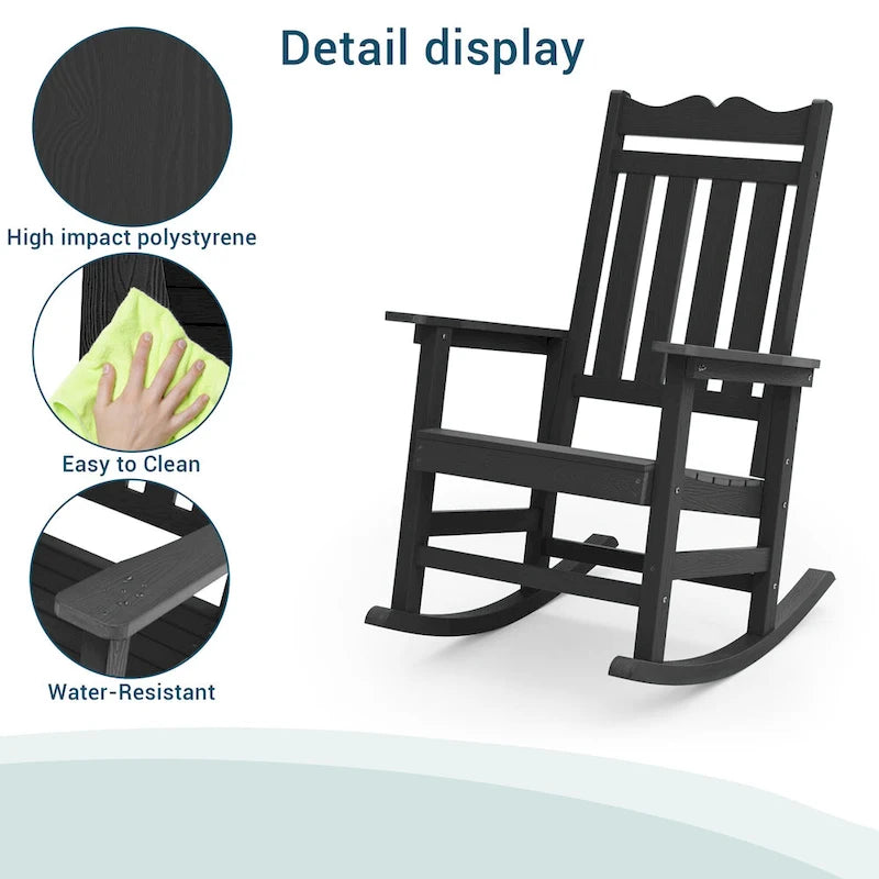 BONOSUKI Sedia a dondolo Adirondack per patio, sedia da falò resistente alle intemperie
