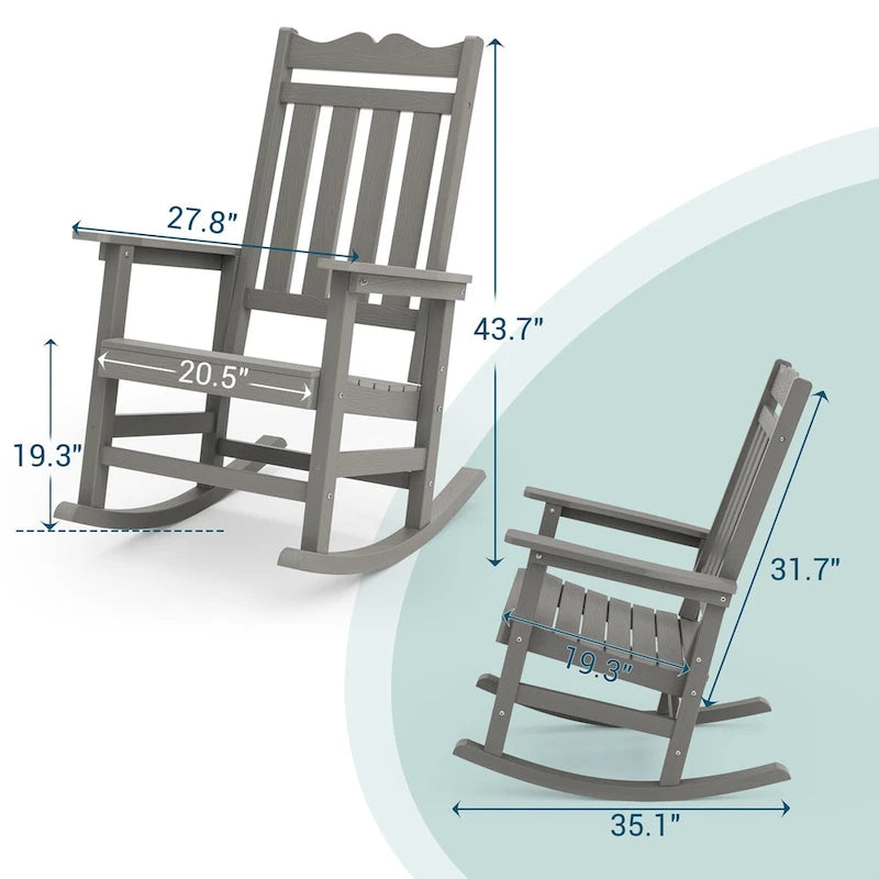 BONOSUKI Sedia a dondolo Adirondack per patio, sedia da falò resistente alle intemperie