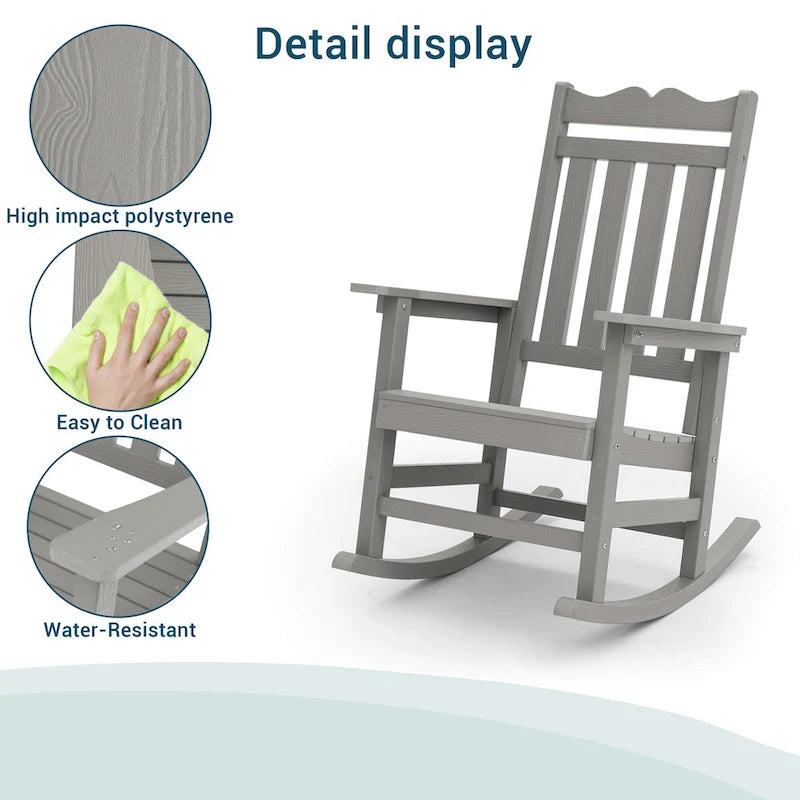 BONOSUKI Sedia a dondolo Adirondack per patio, sedia da falò resistente alle intemperie