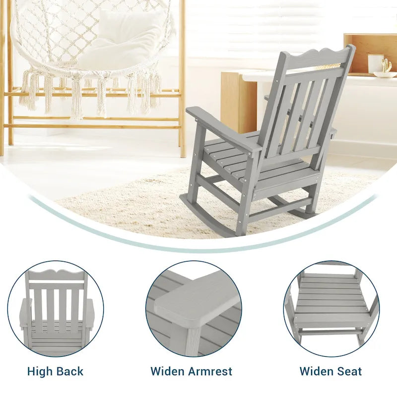 BONOSUKI Sedia a dondolo Adirondack per patio, sedia da falò resistente alle intemperie