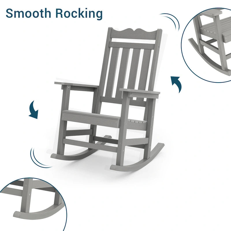 BONOSUKI Sedia a dondolo Adirondack per patio, sedia da falò resistente alle intemperie