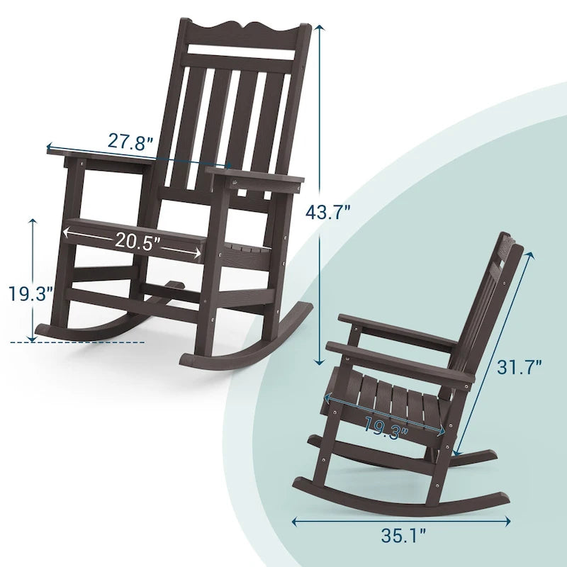 BONOSUKI Sedia a dondolo Adirondack per patio, sedia da falò resistente alle intemperie
