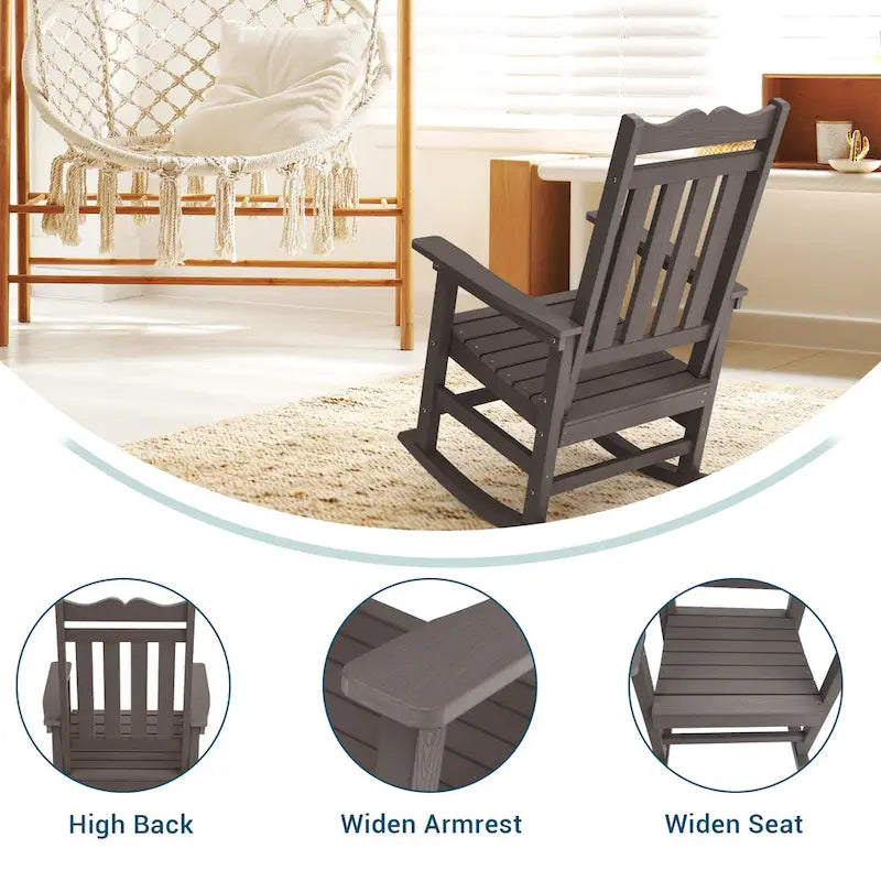 BONOSUKI Sedia a dondolo Adirondack per patio, sedia da falò resistente alle intemperie