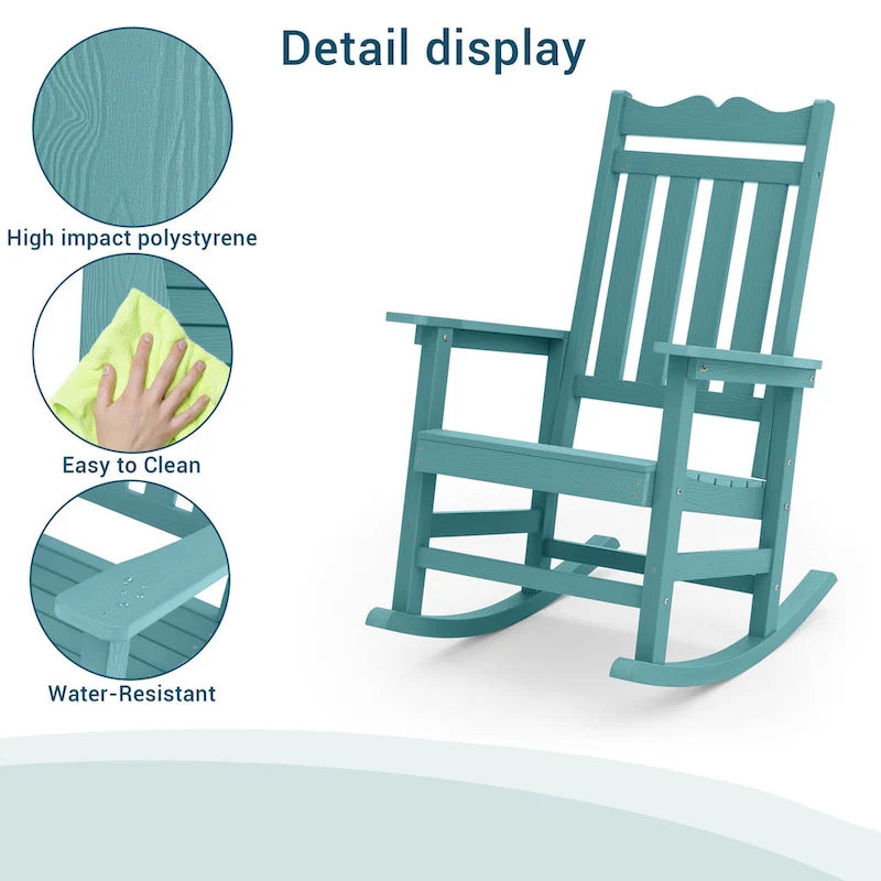 BONOSUKI Sedia a dondolo Adirondack per patio, sedia da falò resistente alle intemperie