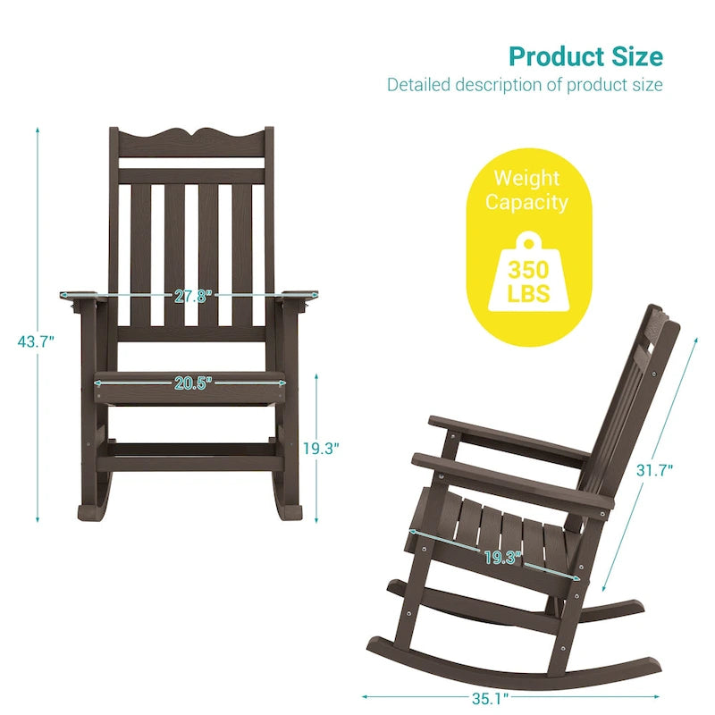 BONOSUKI Sedia a dondolo Adirondack per patio, sedia da falò resistente alle intemperie