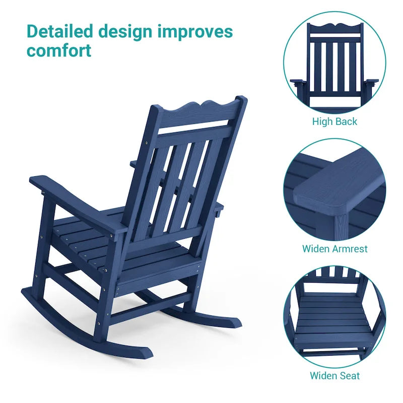 BONOSUKI Sedia a dondolo Adirondack per patio, sedia da falò resistente alle intemperie