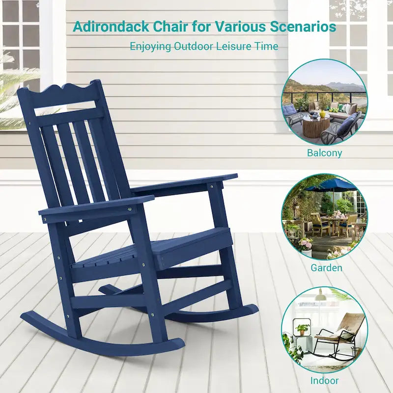 BONOSUKI Sedia a dondolo Adirondack per patio, sedia da falò resistente alle intemperie