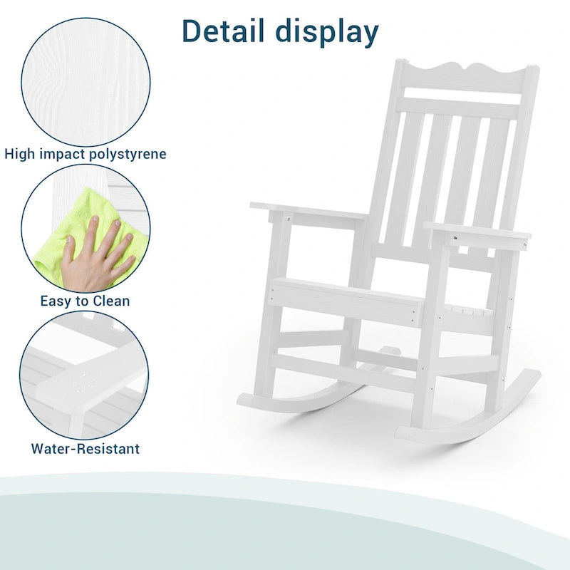 BONOSUKI Sedia a dondolo Adirondack per patio, sedia da falò resistente alle intemperie