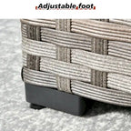 HOOOWOOO Set Sezionale Modulare da Esterno in Vimini a 9 Pezzi con Bracciolo Largo, Set con Braciere