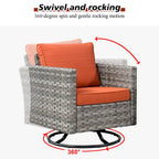 HOOOWOOO Set Sezionale Modulare da Esterno in Vimini a 9 Pezzi con Bracciolo Largo, Set con Braciere