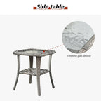 HOOOWOOO Set Sezionale Modulare da Esterno in Vimini a 9 Pezzi con Bracciolo Largo, Set con Braciere