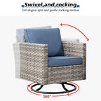 HOOOWOOO Set Sezionale Modulare da Esterno in Vimini a 9 Pezzi con Bracciolo Largo, Set con Braciere