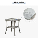 HOOOWOOO Set Sezionale Modulare da Esterno in Vimini a 9 Pezzi con Bracciolo Largo, Set con Braciere