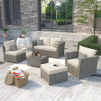 Set di mobili da giardino in vimini XIZZI da 6 pezzi con tavolino da caffè