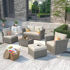 Set di mobili da giardino in vimini XIZZI da 6 pezzi con tavolino da caffè