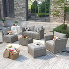 Set di mobili da giardino in vimini XIZZI da 6 pezzi con tavolino da caffè