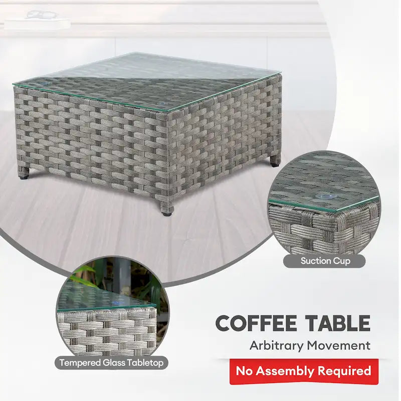 Set di mobili da giardino in vimini XIZZI da 6 pezzi con tavolino da caffè