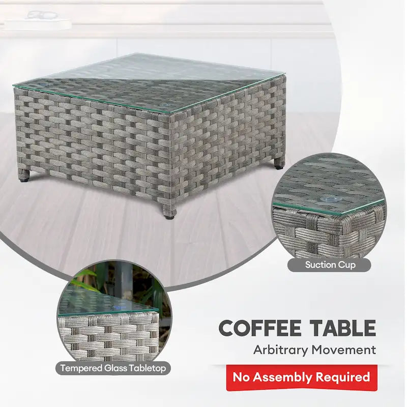 Set di mobili da giardino in vimini XIZZI da 6 pezzi con tavolino da caffè