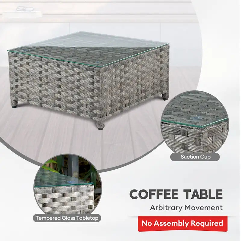 Set di mobili da giardino in vimini XIZZI da 6 pezzi con tavolino da caffè