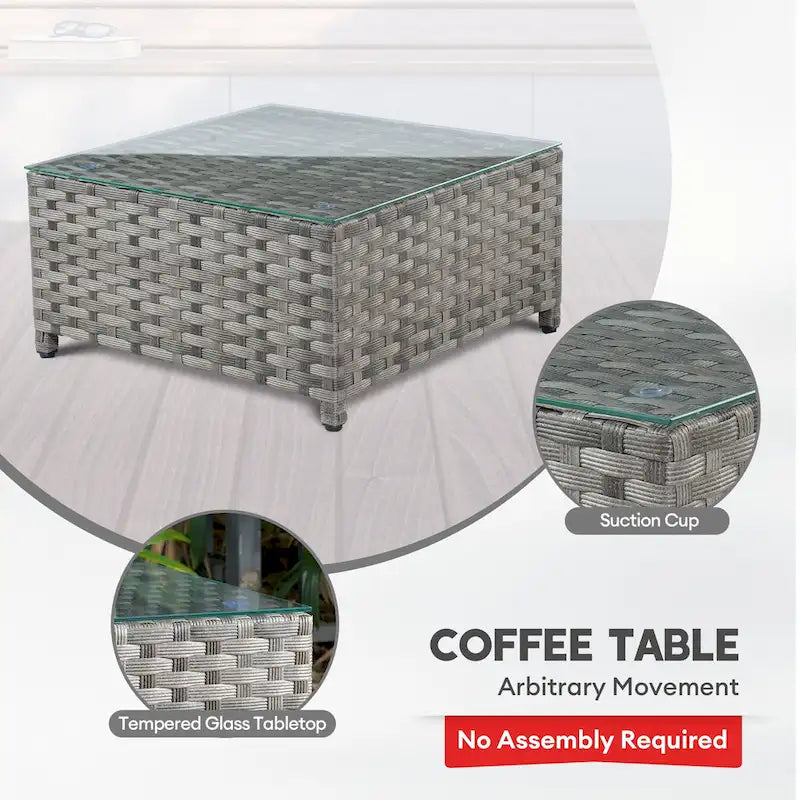 Set di mobili da giardino in vimini XIZZI da 6 pezzi con tavolino da caffè