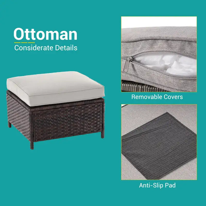 BONOSUKI Ensemble de canapés de patio 5 pièces en rotin marron pour extérieur