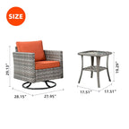 Set da 3 pezzi con sedia a dondolo girevole in vimini e tavolino OVIOS Patio