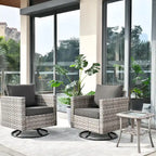 Set da 3 pezzi con sedia a dondolo girevole in vimini e tavolino OVIOS Patio