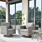 Set da 3 pezzi con sedia a dondolo girevole in vimini e tavolino OVIOS Patio
