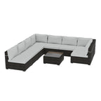 Set da conversazione per patio in vimini imbottito UPHA da 9 pezzi