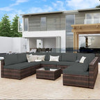 Set da conversazione per patio in vimini imbottito UPHA da 9 pezzi