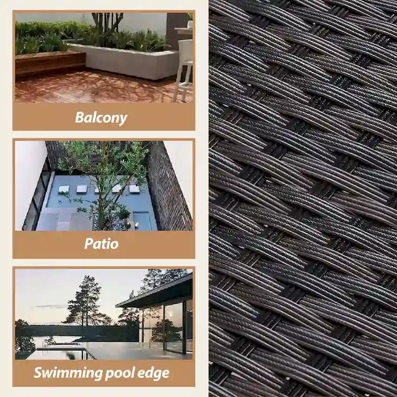 Set da conversazione per patio in vimini imbottito UPHA da 9 pezzi