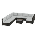 Set da conversazione per patio in vimini imbottito UPHA da 9 pezzi
