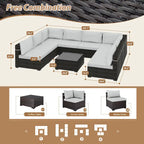 Set da conversazione per patio in vimini imbottito UPHA da 9 pezzi