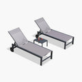 PURPLE LEAF Outdoor Mesh/Aluminum Chaise Lounge w/Wheels Textliene Fabric
