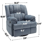 Poltrona reclinabile manuale oversize verde con funzione girevole, a dondolo e rivestimento in tessuto