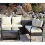 Set Divano Sezionale da Esterno a 4 Pezzi in Rattan Wicker con Contenitore Marrone
