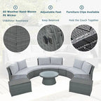 TOPMAX Set Divano da Esterno Sezionale Semicircolare a 10 Pezzi in Rattan per Patio
