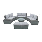 TOPMAX Set Divano da Esterno Sezionale Semicircolare a 10 Pezzi in Rattan per Patio