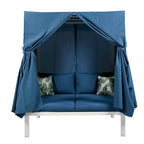 Lettino da esterni U_Style con tende, elevato comfort, adatto a molteplici scenari