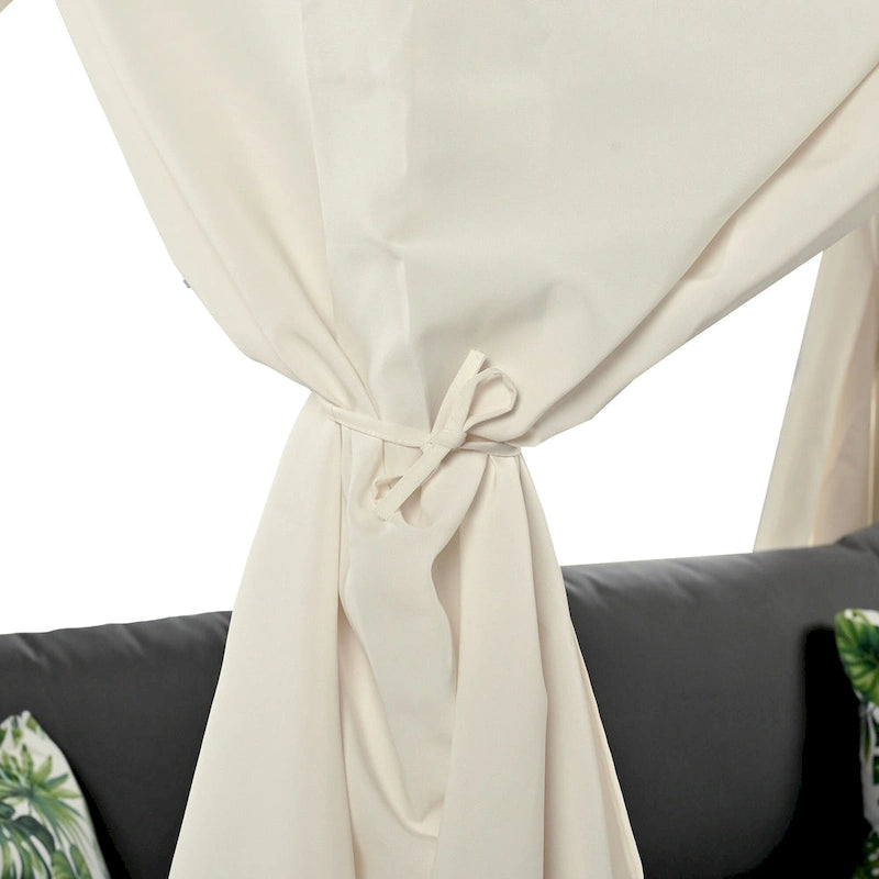 Lettino da esterni U_Style con tende, elevato comfort, adatto a molteplici scenari