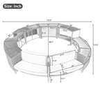 Divano in Rattan per Patio Spa Surround con Spazi Contenitori, Mini Divano e Comodi Cuscini per Patio, Giardino, Beige