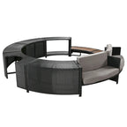 Divano in Rattan per Patio Spa Surround con Spazi Contenitori, Mini Divano e Comodi Cuscini per Patio, Giardino, Beige