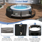 Divano in Rattan per Patio Spa Surround con Spazi Contenitori, Mini Divano e Comodi Cuscini per Patio, Giardino, Beige