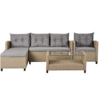 U_STYL4 Set da salotto a 4 pezzi, divano componibile in vimini e rattan con cuscini per sedili