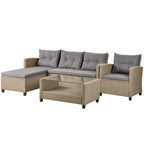 U_STYL4 Set da salotto a 4 pezzi, divano componibile in vimini e rattan con cuscini per sedili
