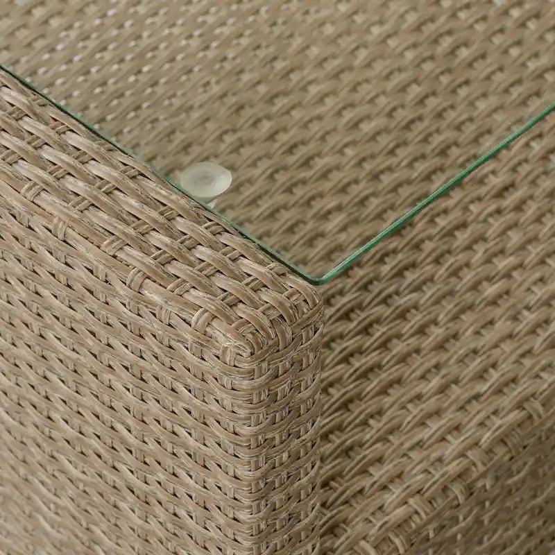 U_STYL4 Set da salotto a 4 pezzi, divano componibile in vimini e rattan con cuscini per sedili