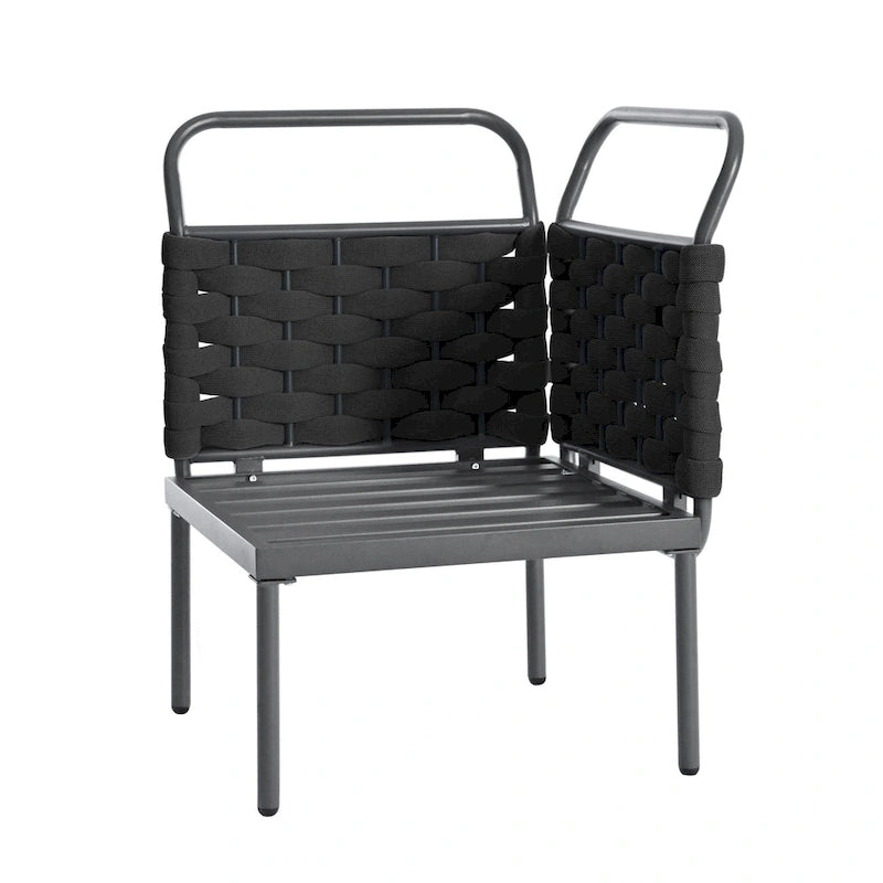 Set di mobili da esterno in corda intrecciata, divano sezionale moderno a 5 pezzi per patio con tavolo in vetro e cuscini