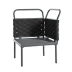 Set di mobili da esterno in corda intrecciata, divano sezionale moderno a 5 pezzi per patio con tavolo in vetro e cuscini